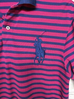 Ralph Lauren Polo Golf Performance Pro Fit Pink Blue Polo Shirt Sz M